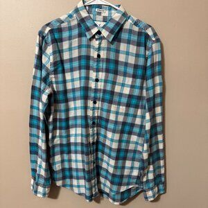 American Eagle Plaid Flannel | Seriously Soft Blue Teal Check Shirt (M)  #265